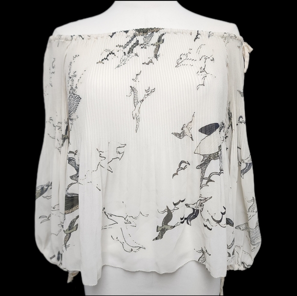 $200 Aritzia Wilfred Talence Off-the-Shoulder Blouse Size xxmall - Picture 2 of 9